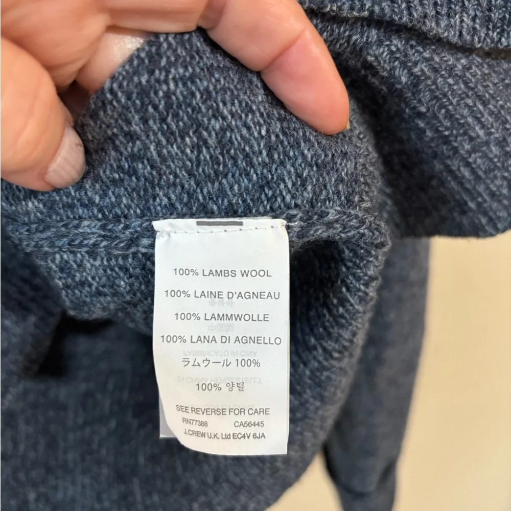 J. Crew Men’s 100% LambsWool Knit Blue Ivory Crew Neck Long Sleeve Sweater Sz L‎